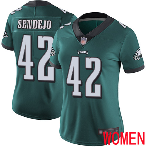 Women Philadelphia Eagles #42 Andrew Sendejo Midnight Green Team Color Vapor Untouchable NFL Jersey->women nfl jersey->Women Jersey